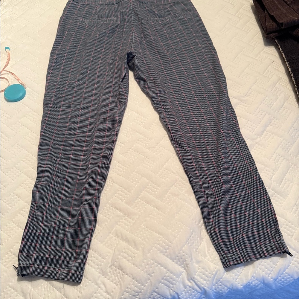 Betabrand Checkered Pants in Gray and Pink